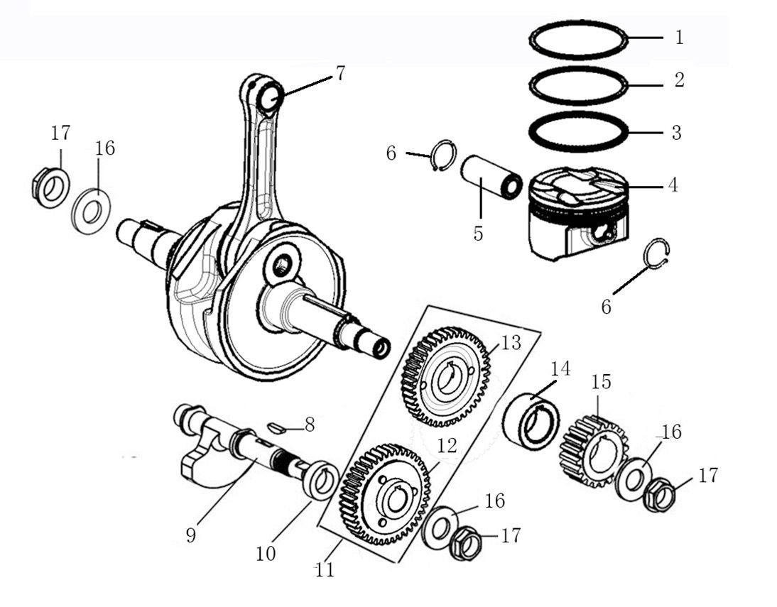Vue Vilebrequin piston et balancier