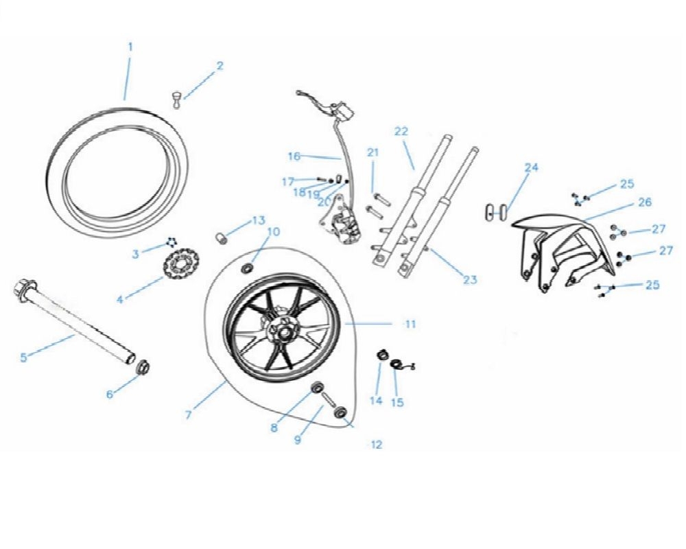 Fourche et roue avant