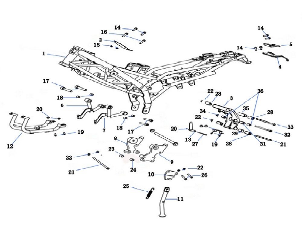 Cadre - support moteur - bequille
