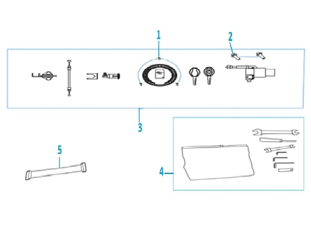 Kit serrure - batterie et trousse a outils