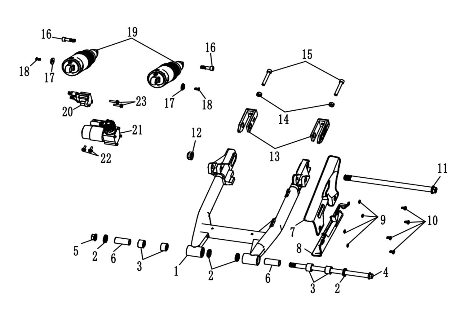 14 - VUE BRAS OSCILLANT ET SUSPENTION ARRIERE