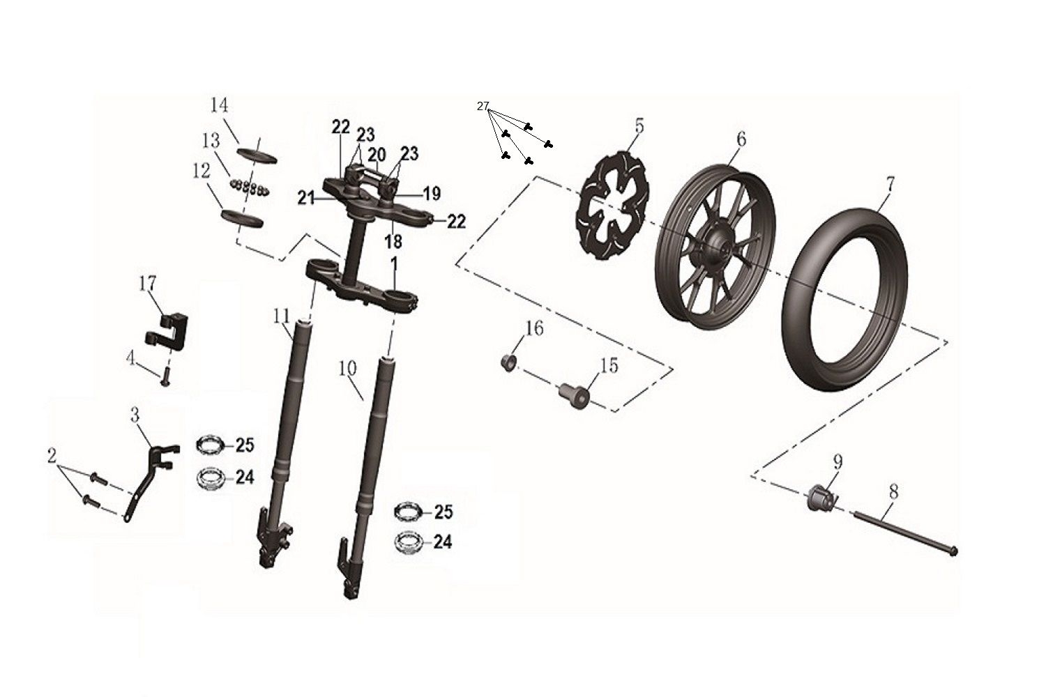 3 - Fourche - roue avant