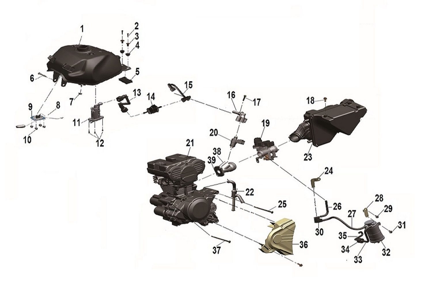 10 - Reservoir - moteur et systeme injection