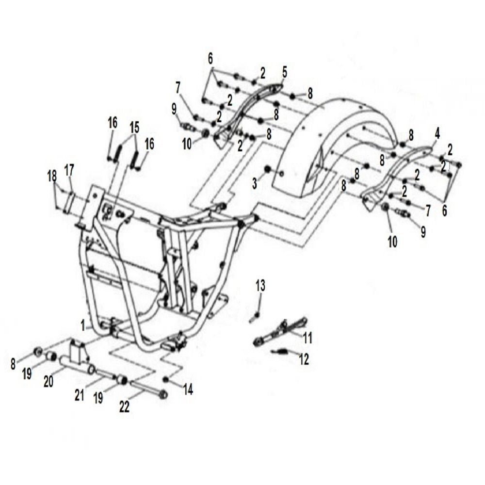 17 - Vue cadre - garde boue arriere - support dosseret